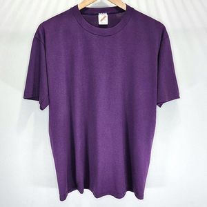 Jerzees Vintage Cotton Single Stitch‎ USA Made Plain Shirt Purple Blank Size XL